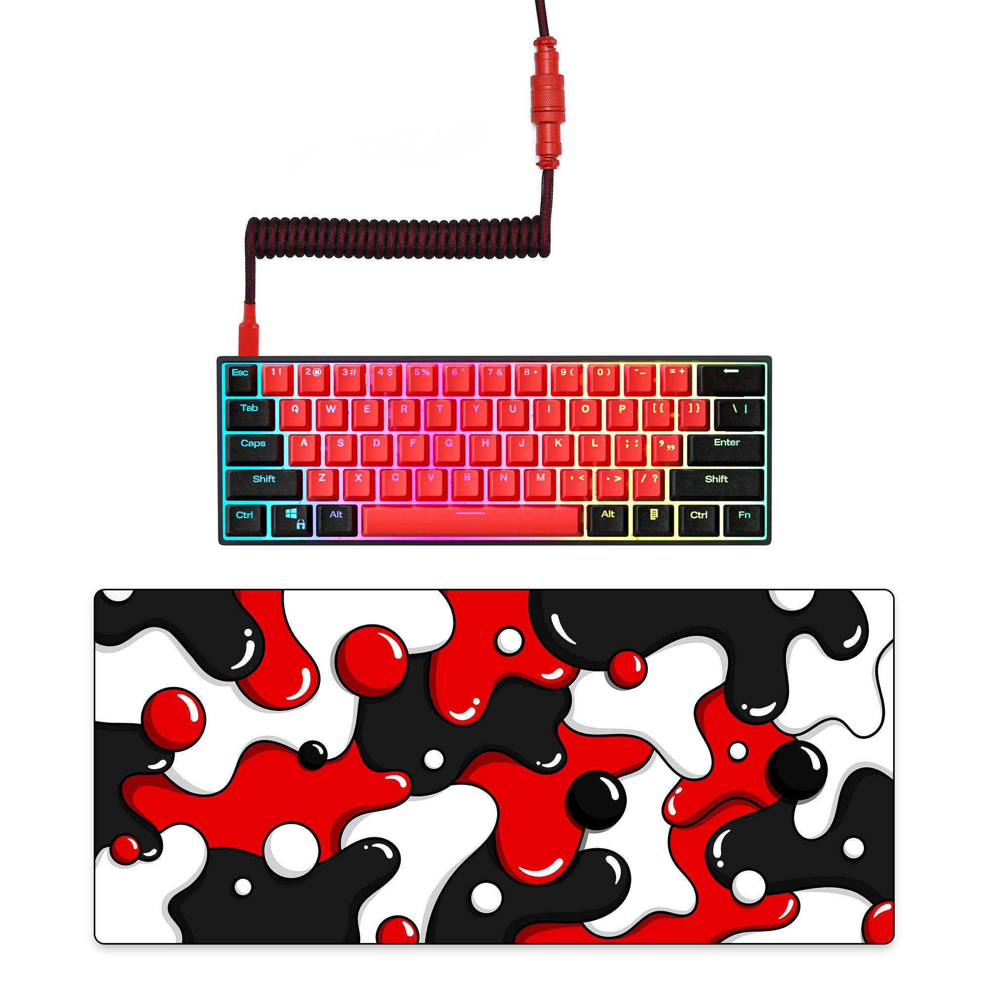 BRED Keyboard + COILED CABLE + MOUSE PAD Bundle