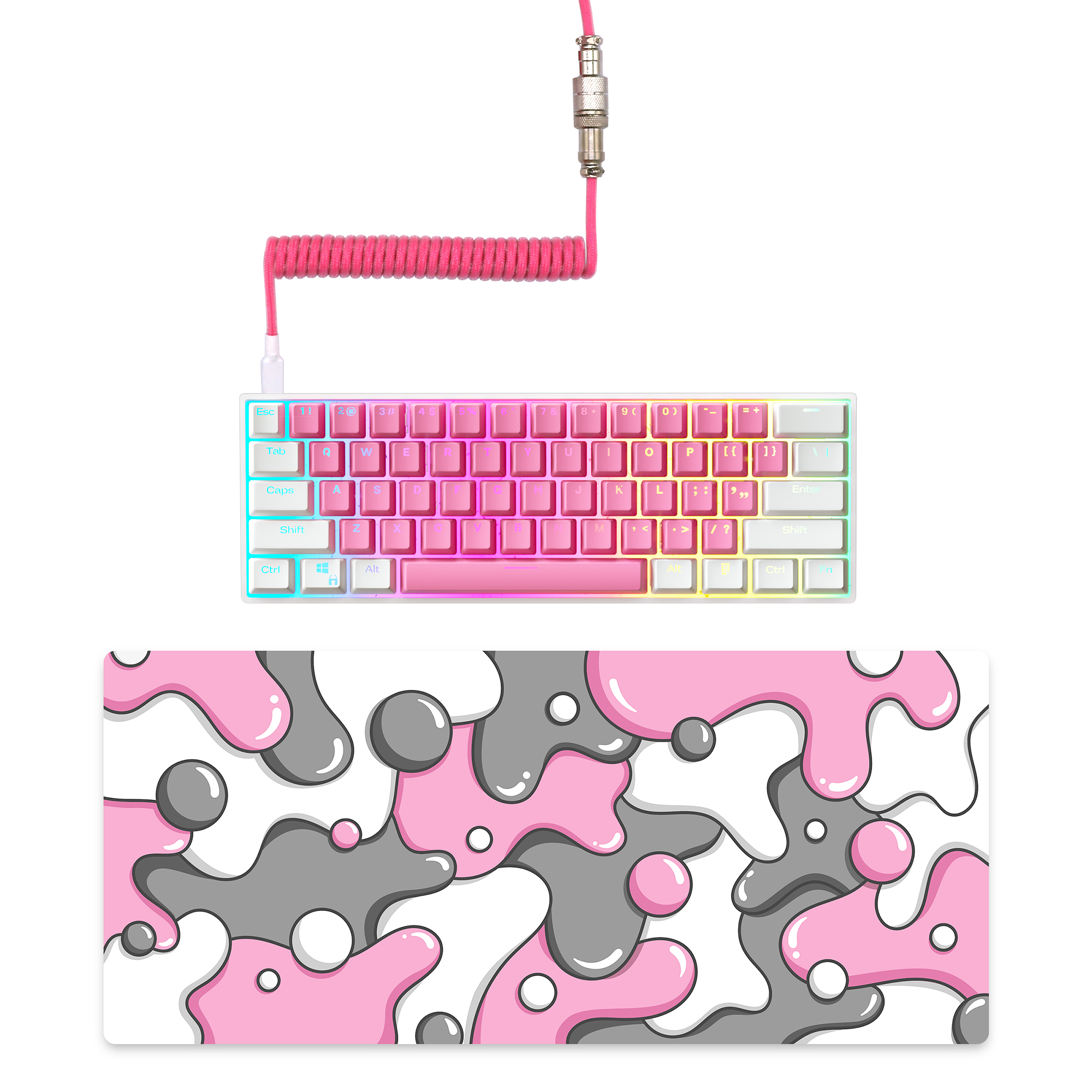 SAKURA Keyboard + COILED CABLE + MOUSE PAD Bundle