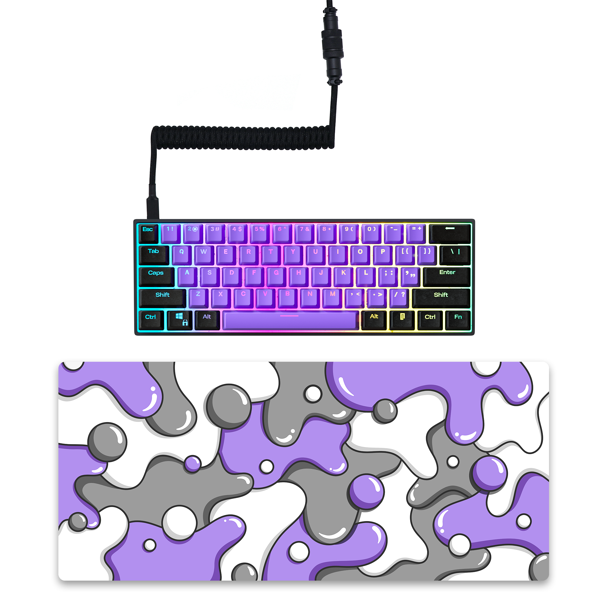 BLACK LOTUS Keyboard + COILED CABLE + MOUSE PAD Bundle