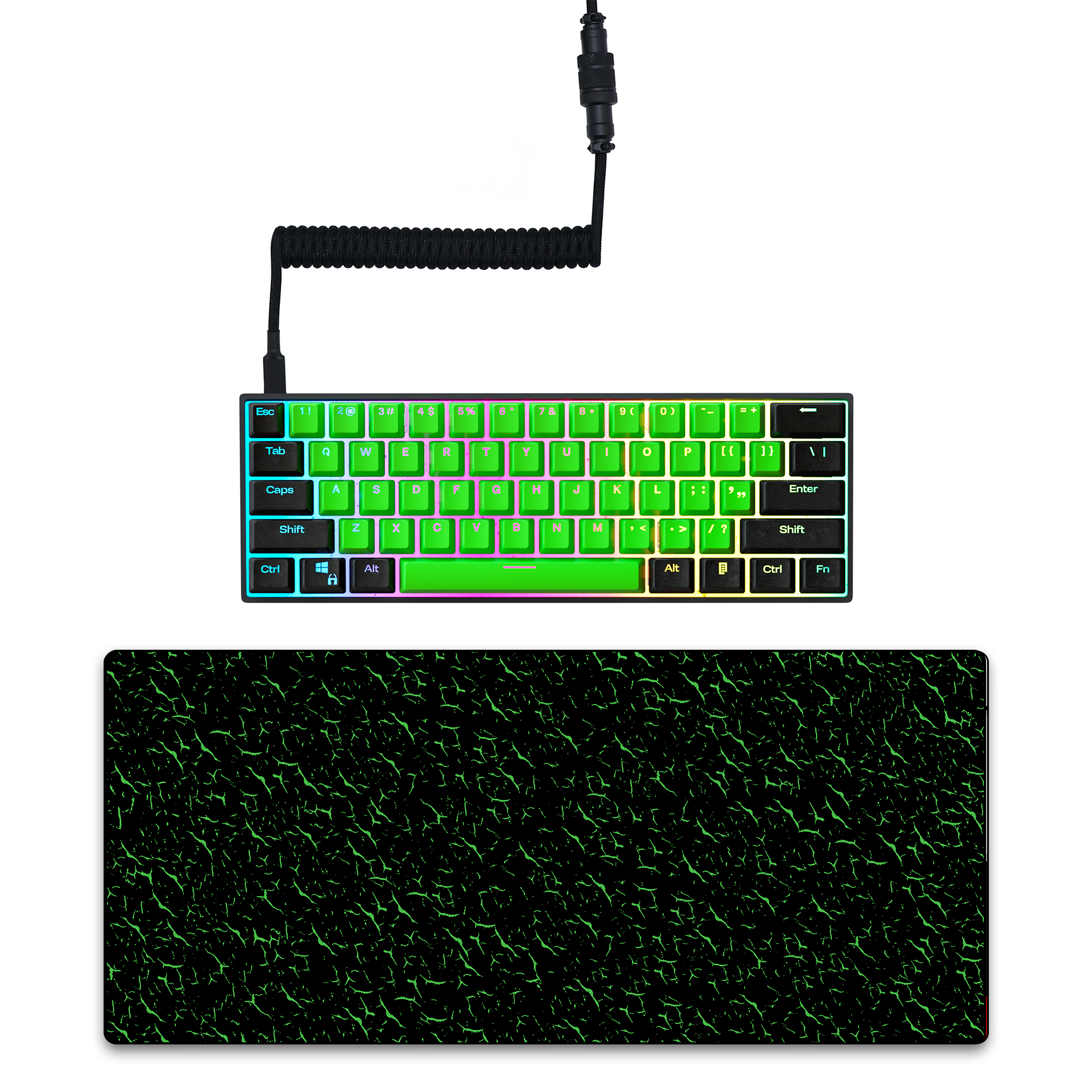 TOXIC Keyboard + COILED CABLE + MOUSE PAD Bundle