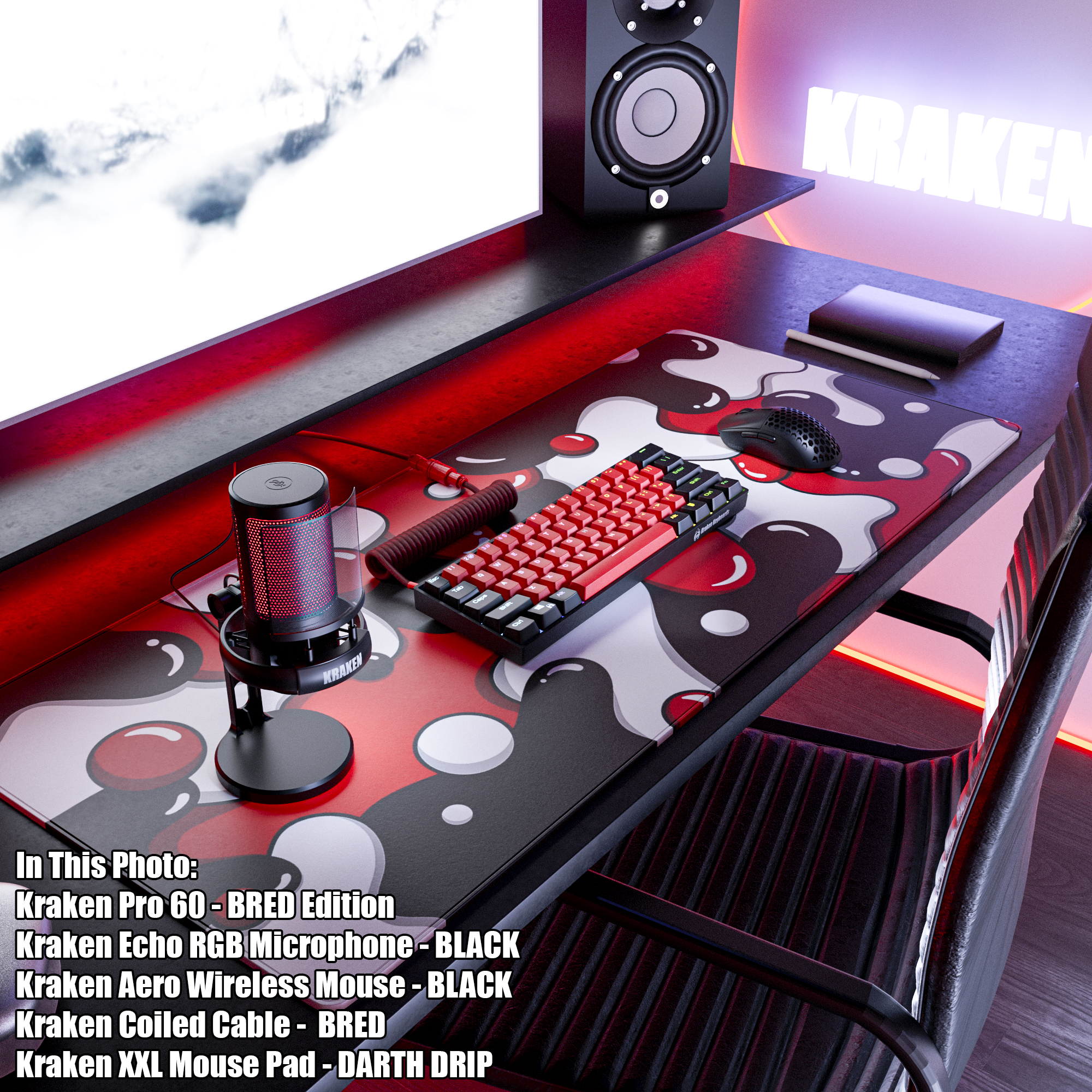 BRED Keyboard + COILED CABLE + MOUSE PAD Bundle