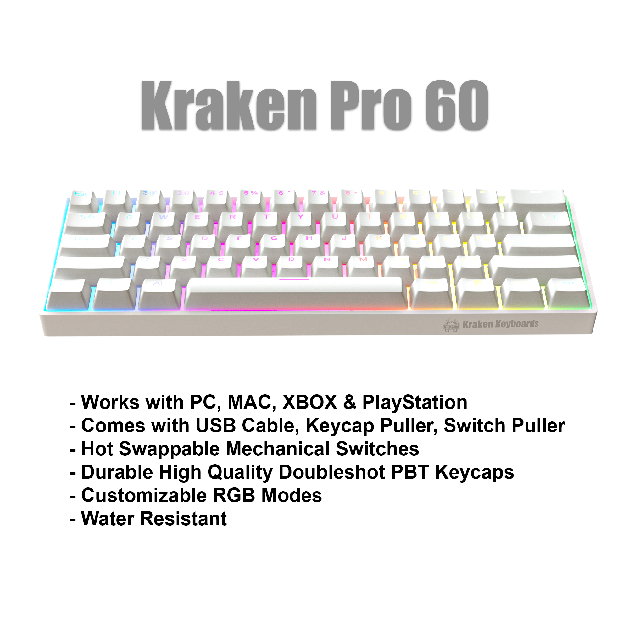 WHITEOUT EDITION - Kraken Pro 60% Mechanical Keyboard